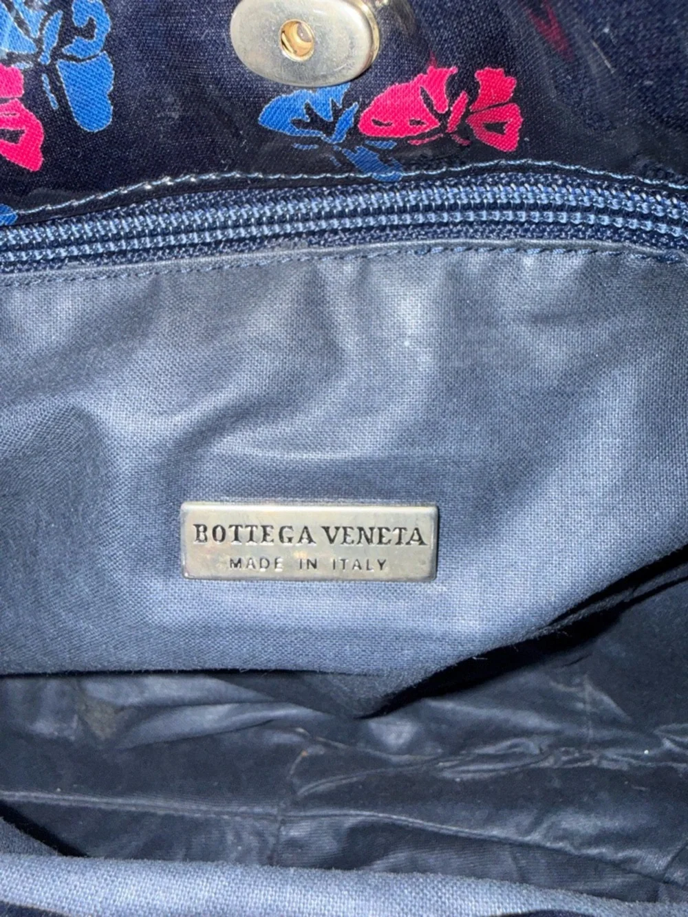 Bottega Veneta Black Patent Shoulder Bag with Pink & Blue Butterfly Motif - Picture 4 of 5